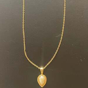 Vintage Gold Tone Rolo Chain Faux Pearl Necklace